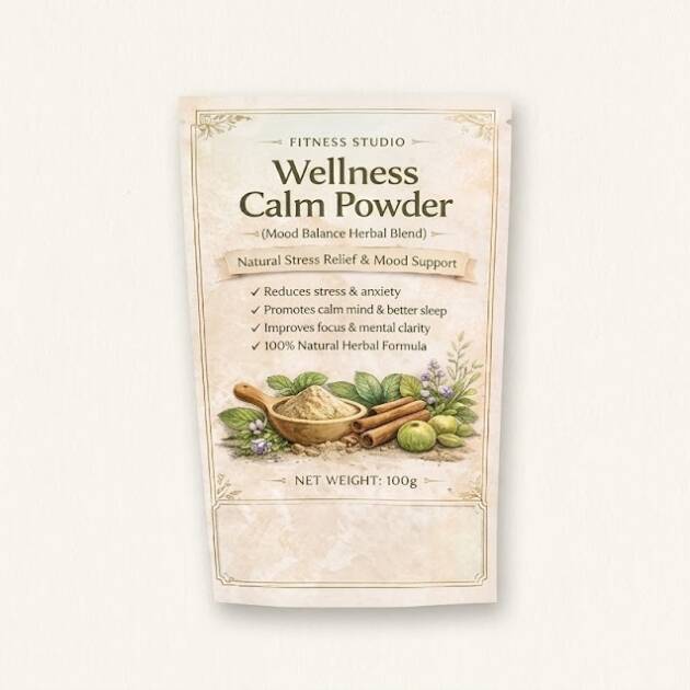 Wellness Calm Powder by Ayeesha is a 100% natural herbal wellness blend carefully formulated to help relax the mind, reduce everyday stress, and support restful sleep.
